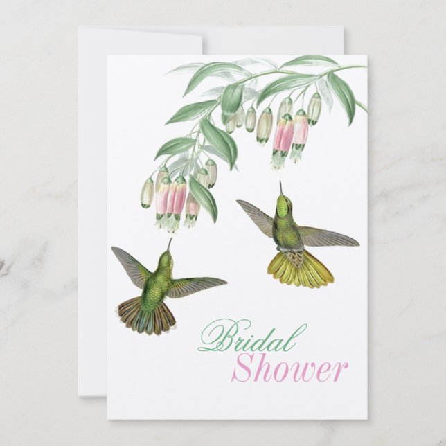 Tropical Hummingbird Floral Bridal Couple Shower Invitation (Front)