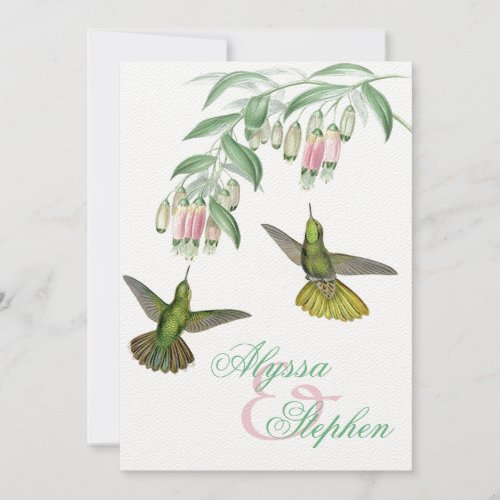 Tropical Hummingbird Floral Wedding Invitation