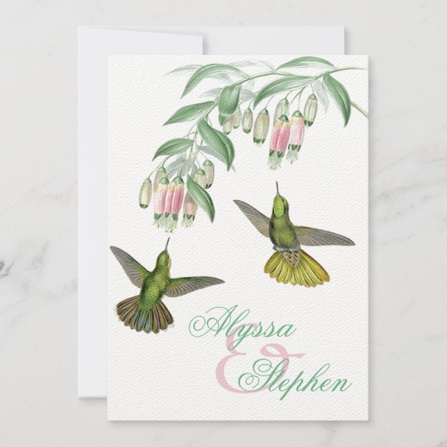 Tropical Hummingbird Floral Wedding Invitation (Front)