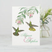 Tropical Hummingbird Floral Wedding Invitation (Standing Front)