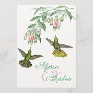 Tropical Hummingbird Floral Wedding Invitation