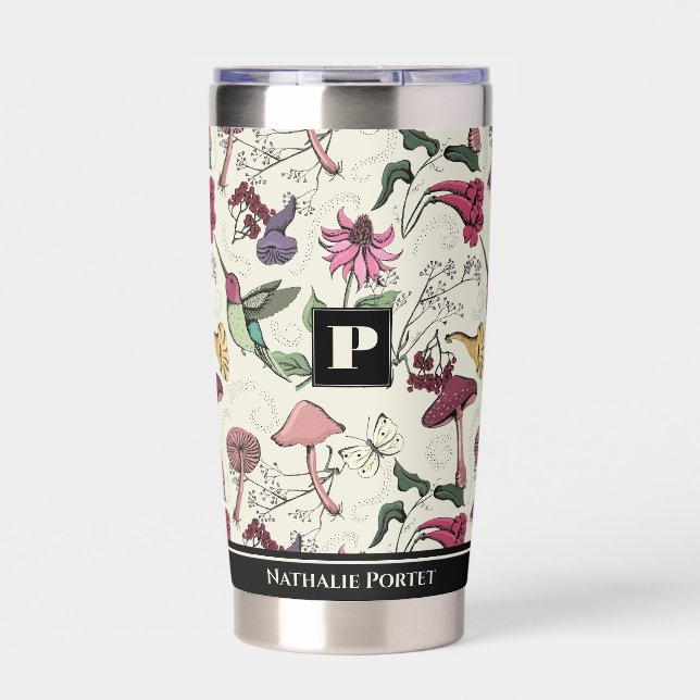 Tropical Hummingbird & Flowers Yellow Insulated Tumbler (Front)