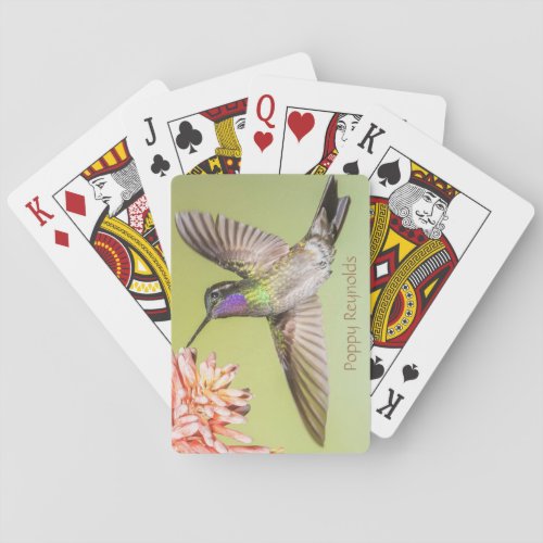 Tropical Hummingbird Flying Personalized Playing Cards