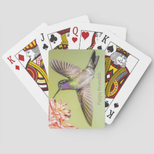 Tropical Hummingbird Flying Personalized Poker Cards