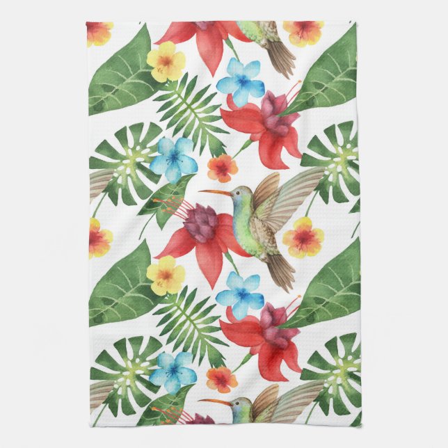 Tropical Hummingbird Kitchen Towel (Vertical)