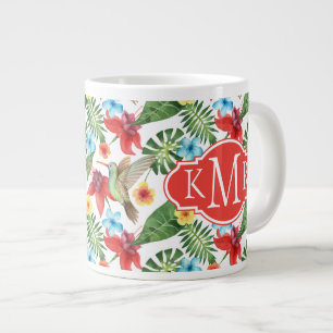 Tropical Hummingbird Monogram Giant Coffee Mug