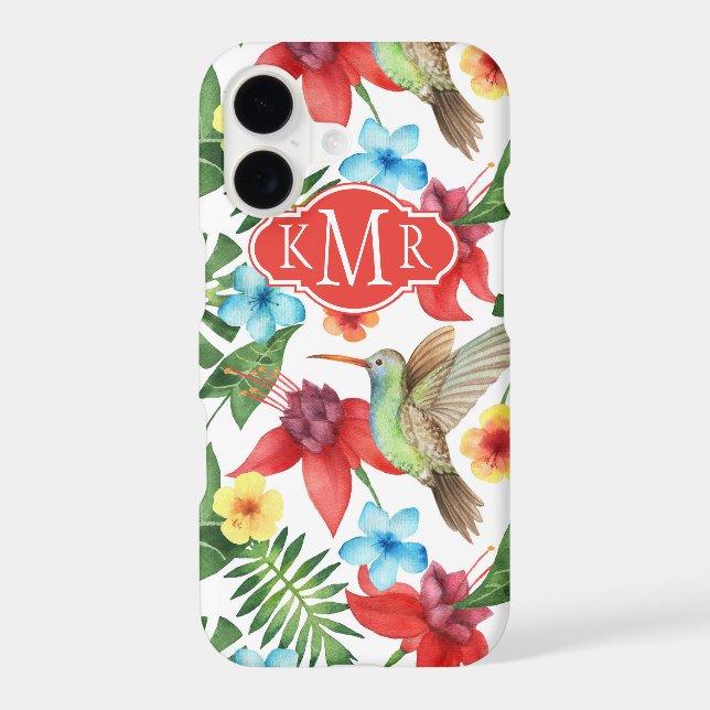Tropical Hummingbird | Monogram Iphone Case (Back)