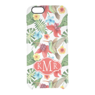 Tropical Hummingbird Monogram Clear iPhone 6/6S Case