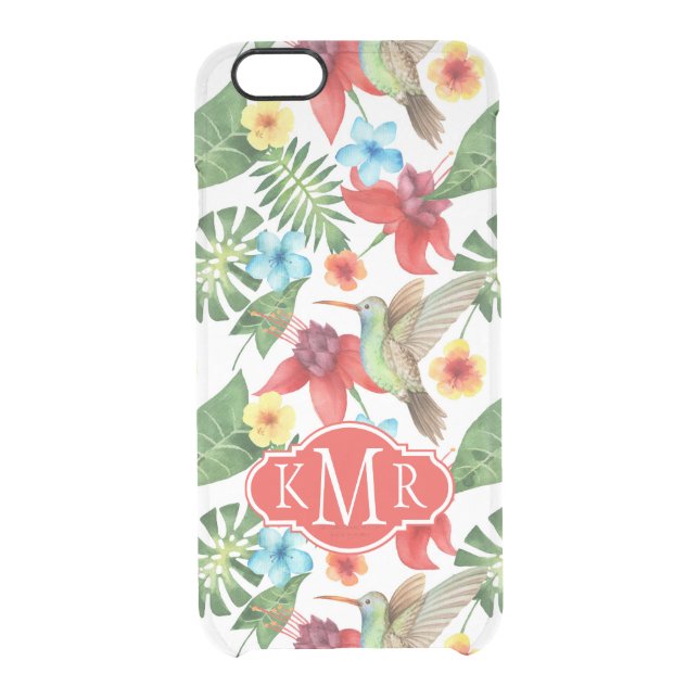 Tropical Hummingbird | Monogram Uncommon iPhone Case (Back)