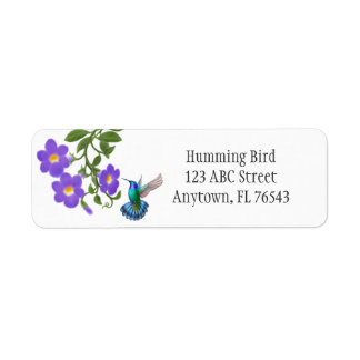 Tropical Hummingbird on Thunbergia Flowers L Label