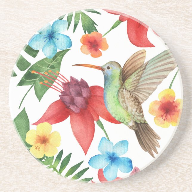 Tropical Hummingbird Sandstone Coaster (Front)