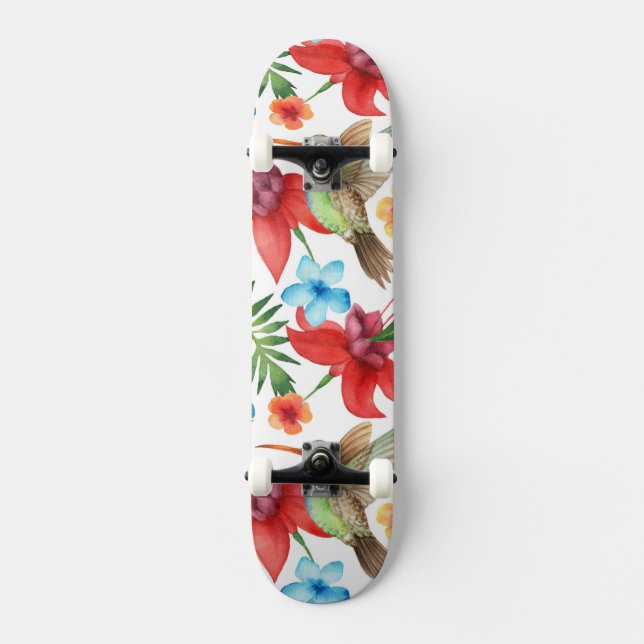 Tropical Hummingbird Skateboard Deck (Front)