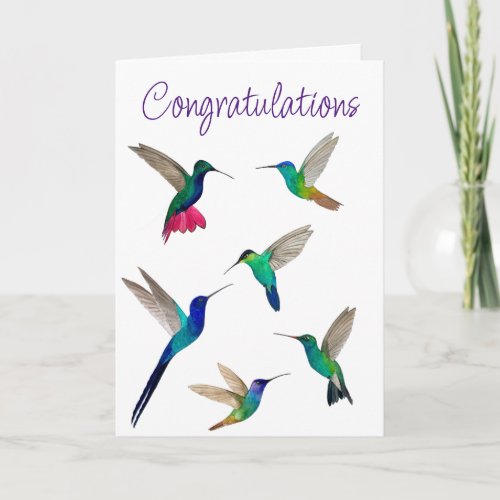 Tropical Hummingbirds Congratulations  Card