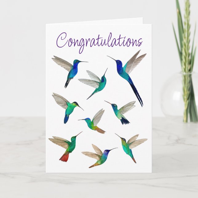 Tropical Hummingbirds Congratulations  Card (Front)