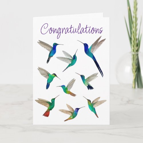 Tropical Hummingbirds Congratulations  Card