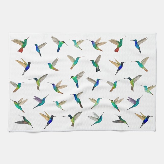 Tropical Hummingbirds Kitchen Towel (Horizontal)