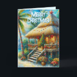 Tropical Hut Christmas Palm Tree Beach Lights  Holiday Card<br><div class="desc">Tropical Hut Christmas Palm Tree Beach Lights 
Please follow me; I create new designs and products daily!
Feel free to contact me with your design needs.</div>