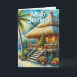 Tropical Hut Christmas Palm Tree Beach Lights  Holiday Card<br><div class="desc">Tropical Hut Christmas Palm Tree Beach Lights 
Please follow me; I create new designs and products daily!
Feel free to contact me with your design needs.</div>
