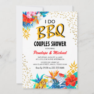 Tropical 'I DO BBQ' Couples Shower Invitation