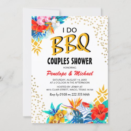 Tropical I DO BBQ Couples Shower Invitation