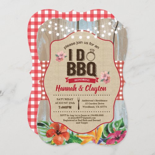 Tropical I do BBQ invitation Engagement party Invitation