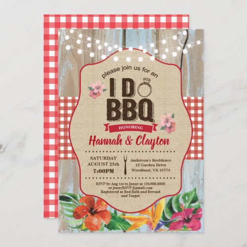 Tropical I do BBQ invitation Engagement party Invitation