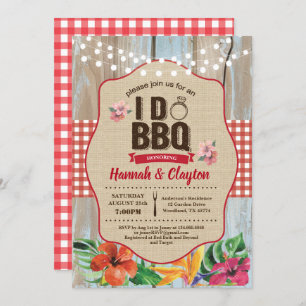 Tropical I do BBQ invitation. Engagement party Invitation