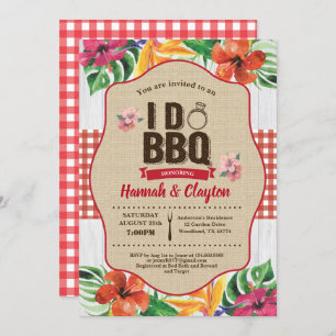 Tropical I do BBQ invitation. Engagement party Invitation