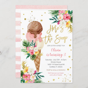 Tropical Ice Cream Birthday  Invitation