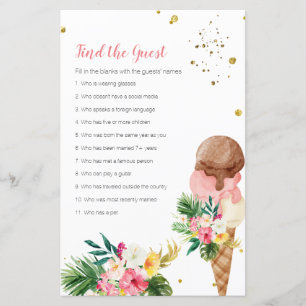 Tropical ice cream Bridal Find the Guest game