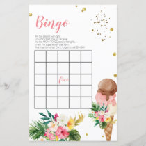 Tropical Ice cream Bridal Shower Bingo Game