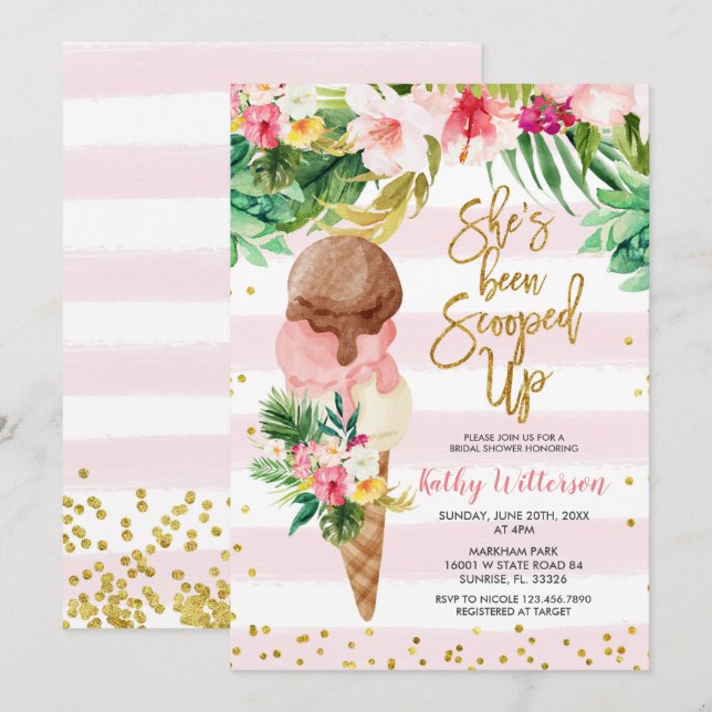 Tropical Ice Cream Bridal Shower Invitation  (Front/Back)