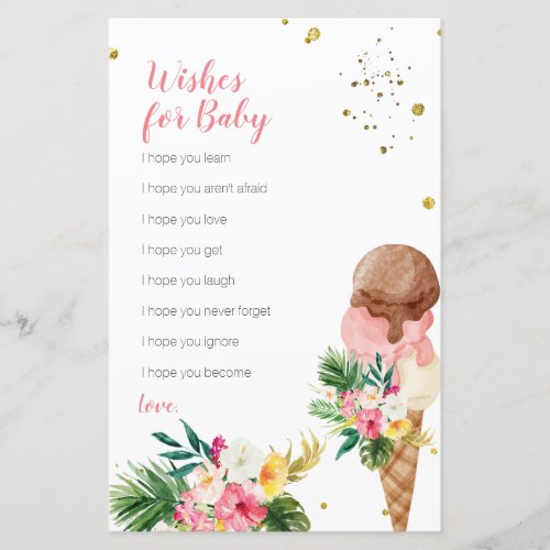 Tropical Ice Cream Floral Wishes for Baby Card
