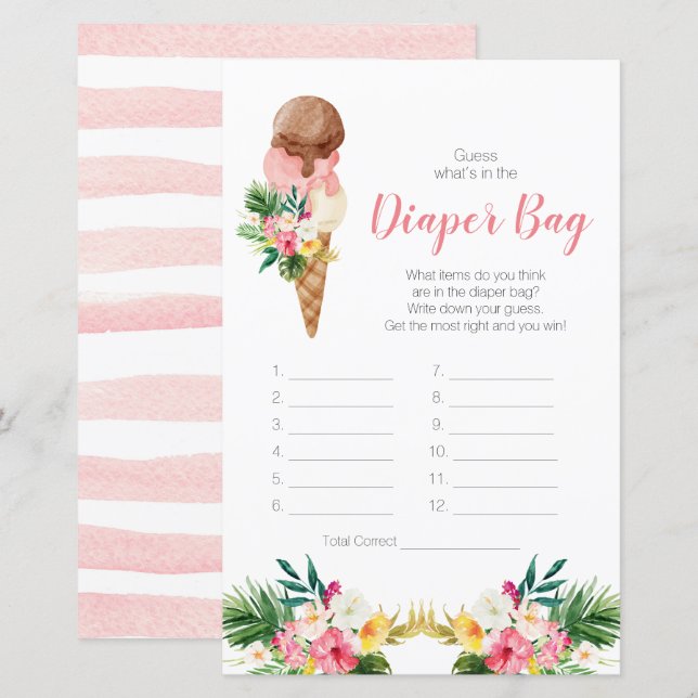 Tropical Ice Cream Guess What's In the Diaper Bag (Front/Back)