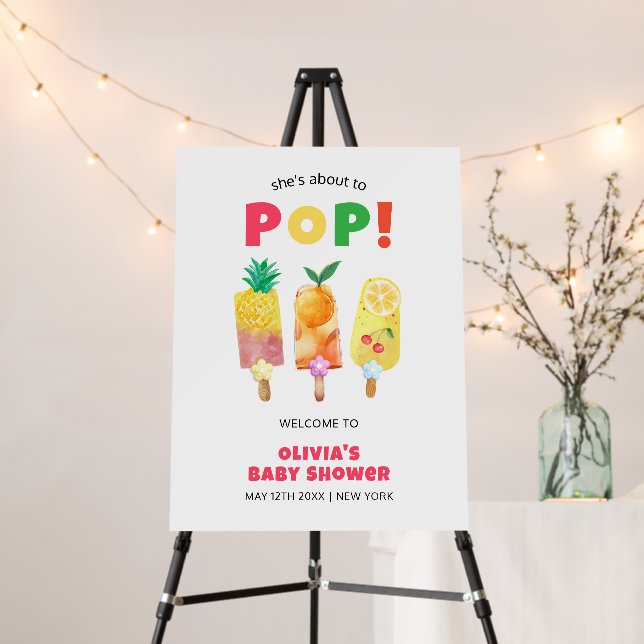 Tropical Ice Cream Pop Baby Shower Welcome Sign  (In Situ (Stand))