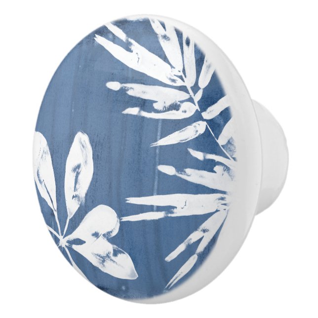 Tropical Indigo Impressions - Tropical Greenery Ceramic Knob (Right)