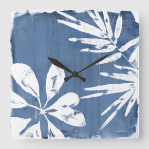Tropical Indigo Impressions - Tropical Greenery Square Wall Clock