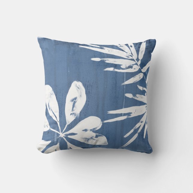 Tropical Indigo Impressions - Tropical Greenery Throw Pillow (Front)