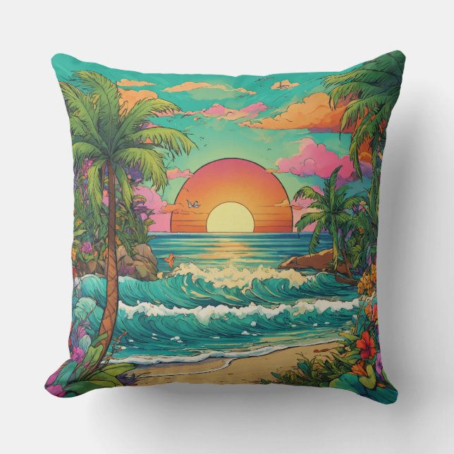 Tropical Ink Comfort: Sailor Jerry-Inspired Pillow (Front)