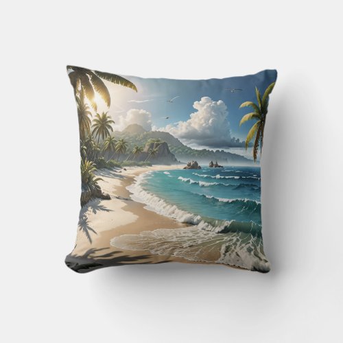 Tropical Inlet Throw Pillow