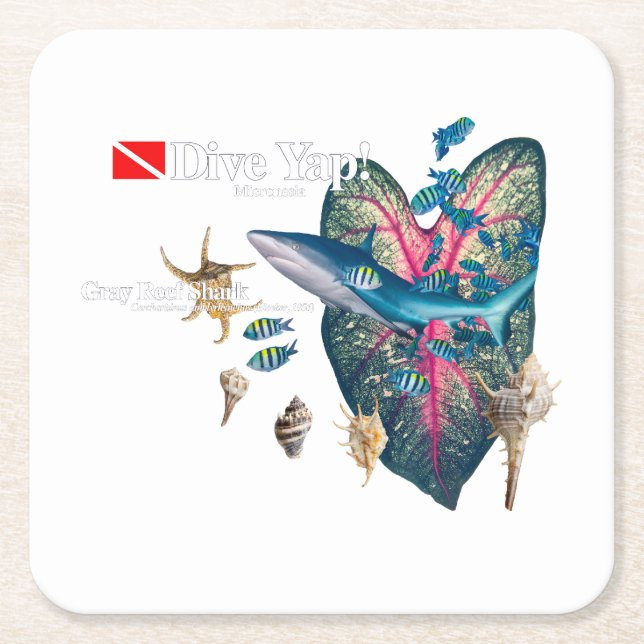 Tropical Invitation Square Paper Coaster (Front)