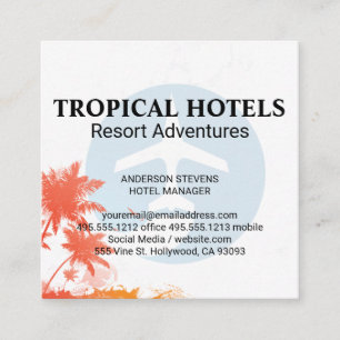 Tropical Island Airplane Icon Square Business Card