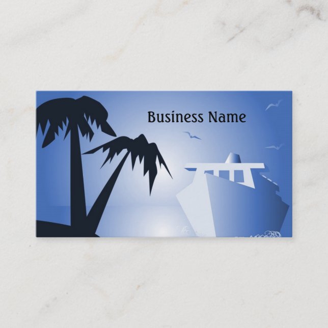 Tropical island and cruise liner business card (Front)