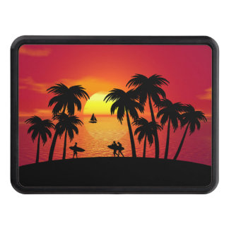Tropical Island at Sunset Hitch Cover