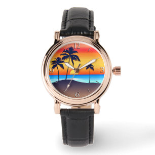 Tropical Island at Sunset with Palm Trees Watch