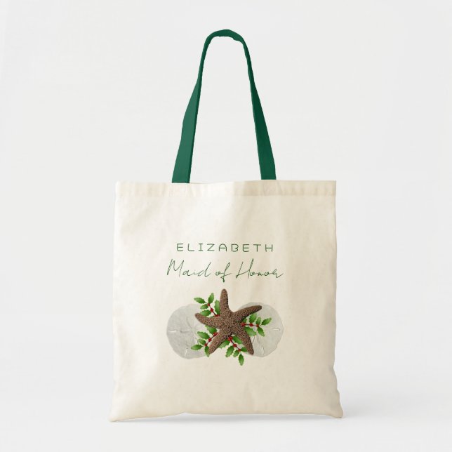 Tropical Island Beach Christmas Bridesmaid Tote Bag (Front)