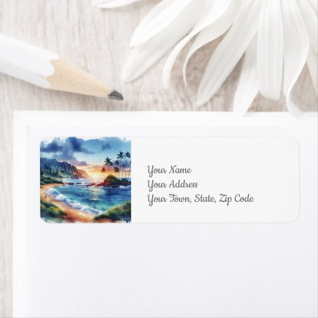 Tropical Island Beach Coastal Label (Insitu)