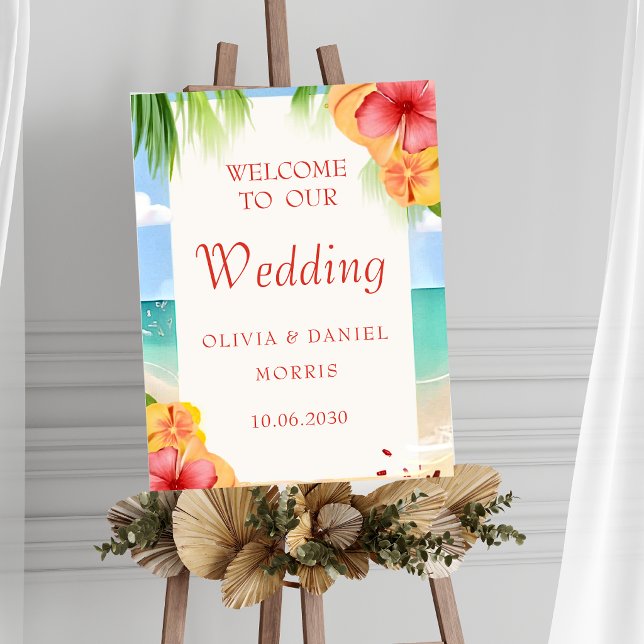 Tropical Island Beach Floral Wedding Sign (Creator Uploaded)