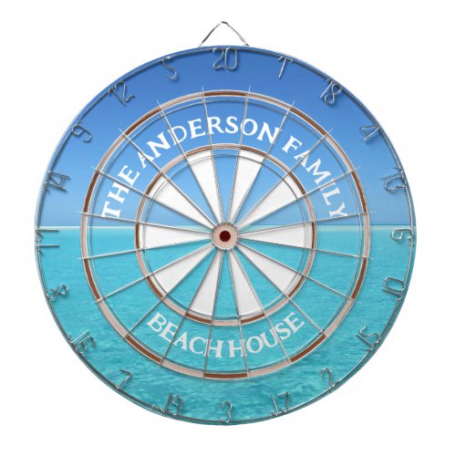 Tropical Island Beach House Family Name Dart Board