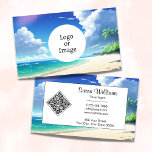 Tropical Island Beach Logo And Qr Code Business Card at Zazzle